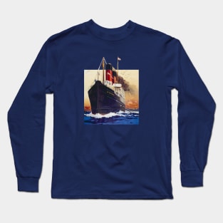 Steamship Ship Poster Retro Vintage Long Sleeve T-Shirt